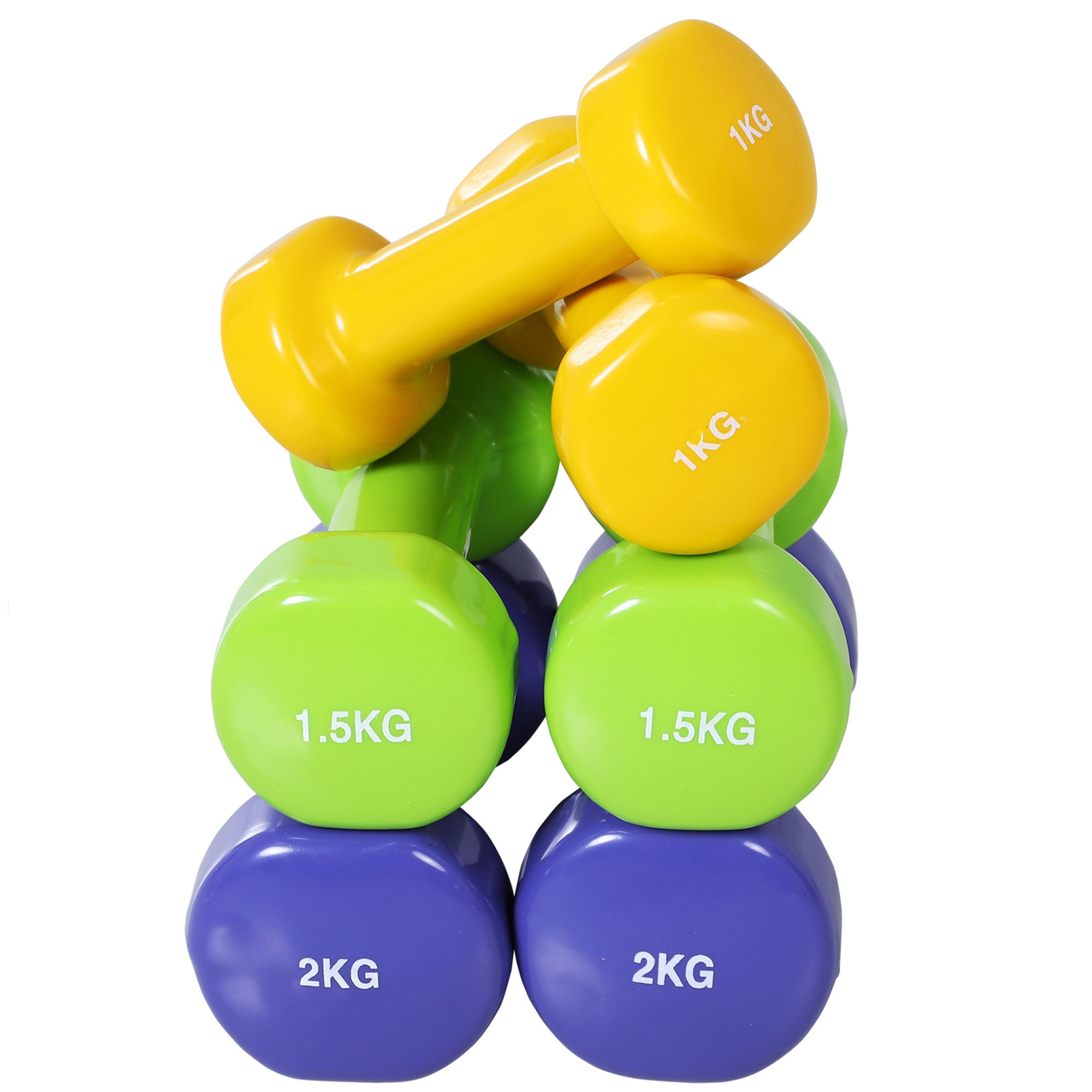 Dumbbell set, 4 pairs 0.5-2 kg, portable for home and gym, iron plastic