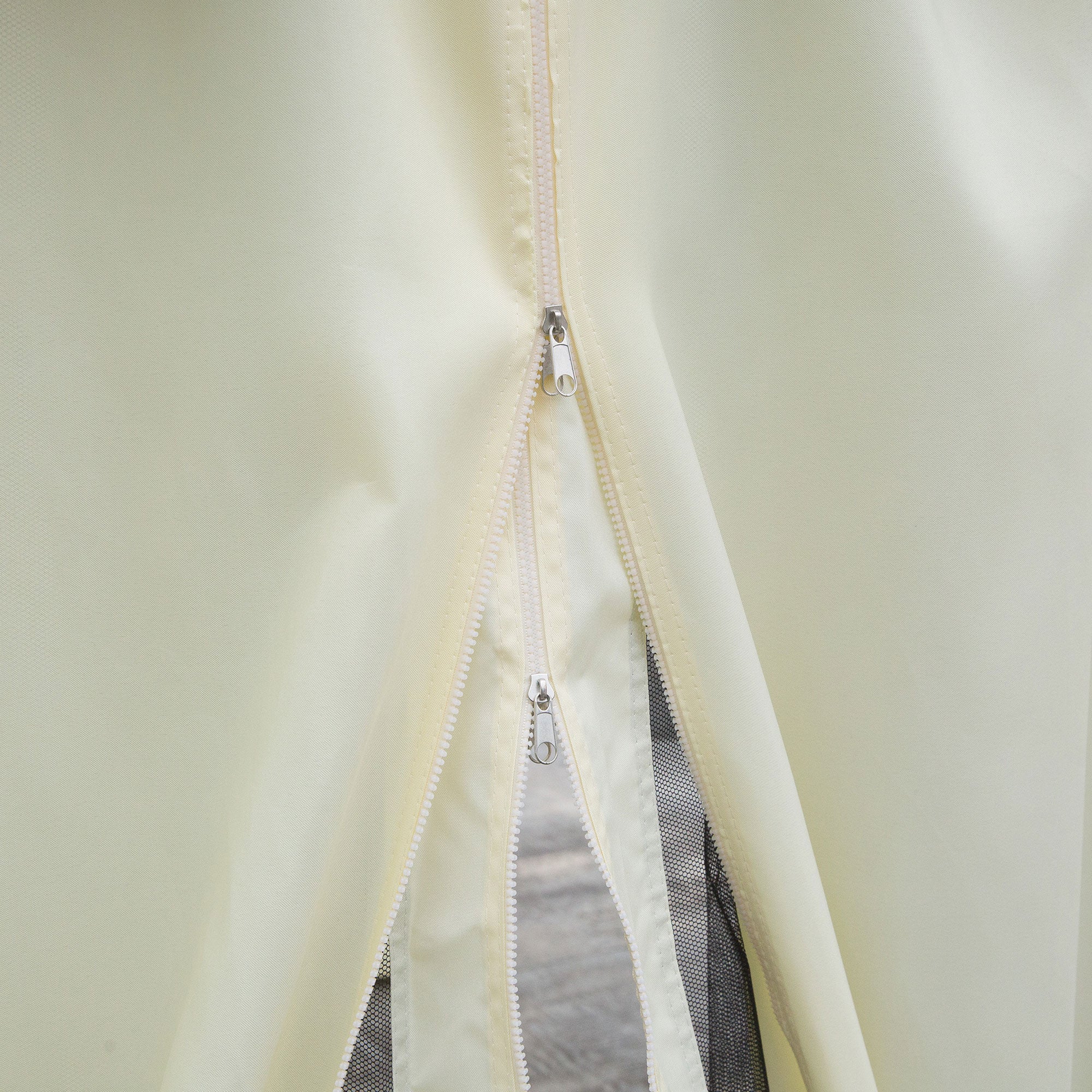 4 x 3 m Garden Gazebo, Double Roof with Netting & Curtains, Aluminum Cream