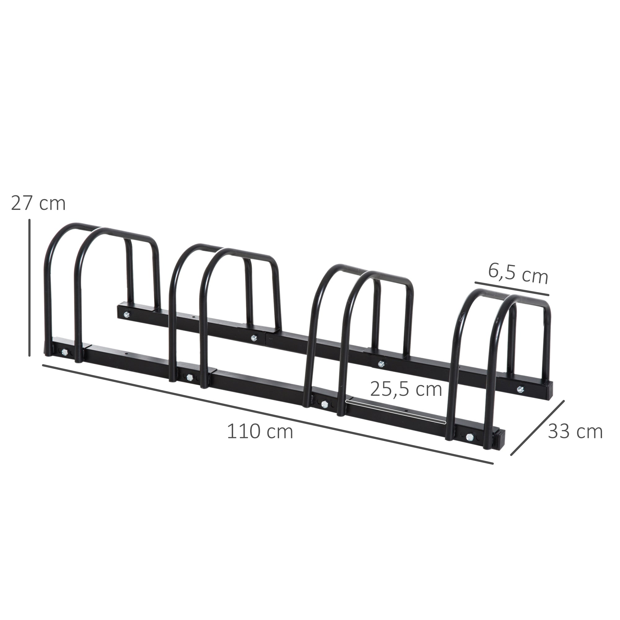 Bike Rack, 5 Bikes, Weatherproof, Steel, Black