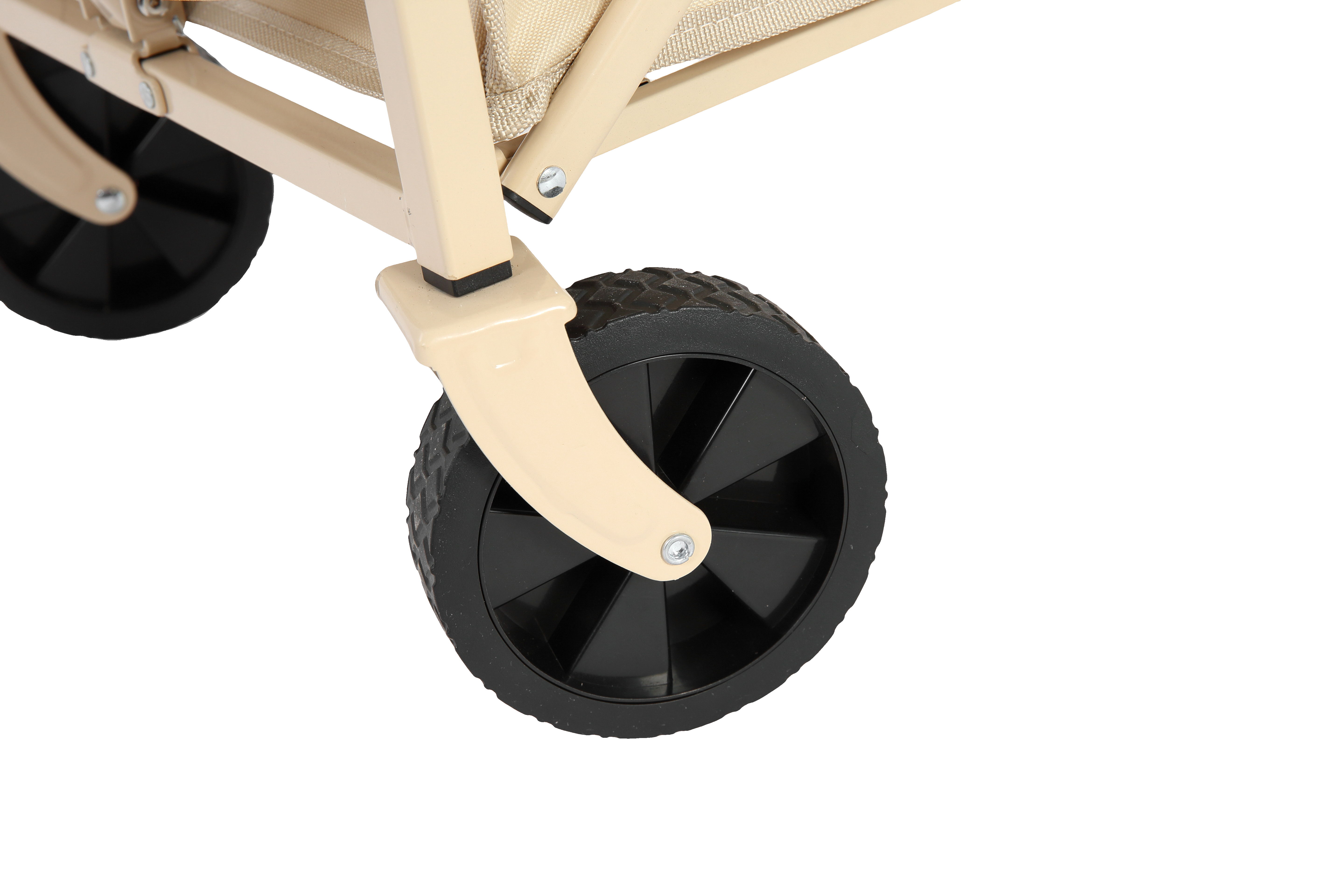 Folding Beach Wagon - Heavy Duty Portable Outdoor Utility Cart with Large Capacity, Beige