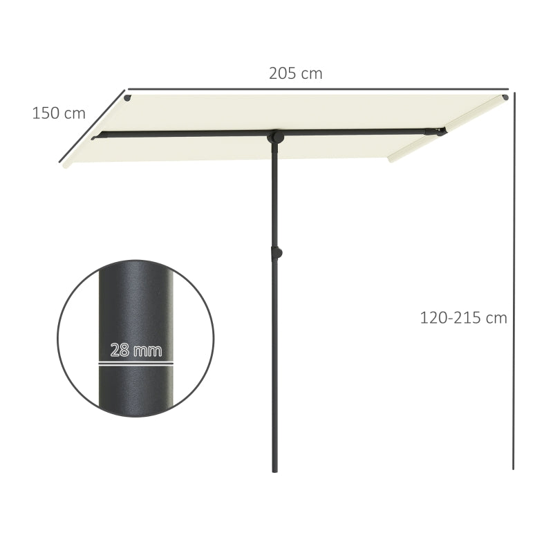 Parasol, 180° Rotatable Height Adjustable Garden Umbrella, Beige