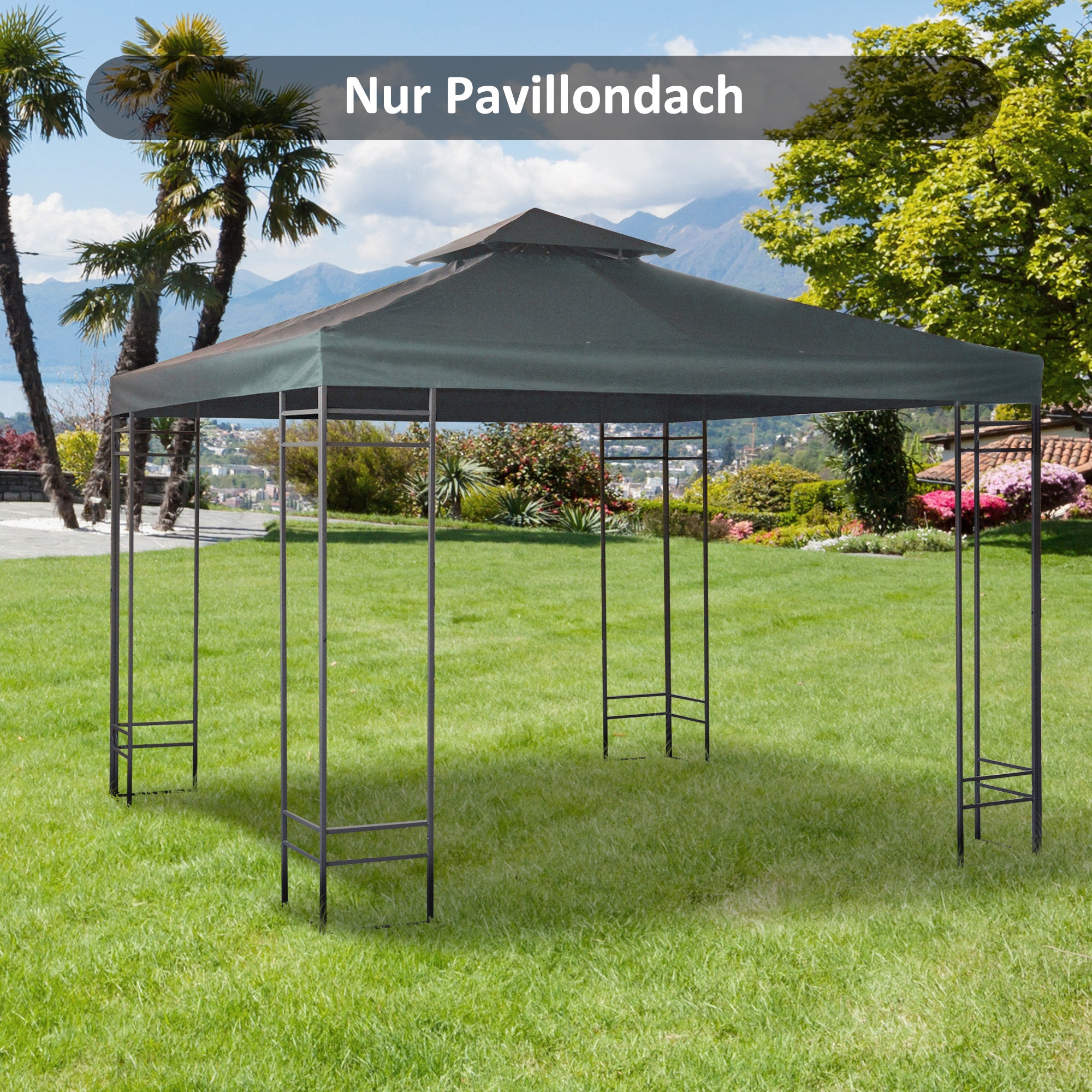 Replacement Roof for 3x3m Gazebo/Tent, Polyester Charcoal Grey
