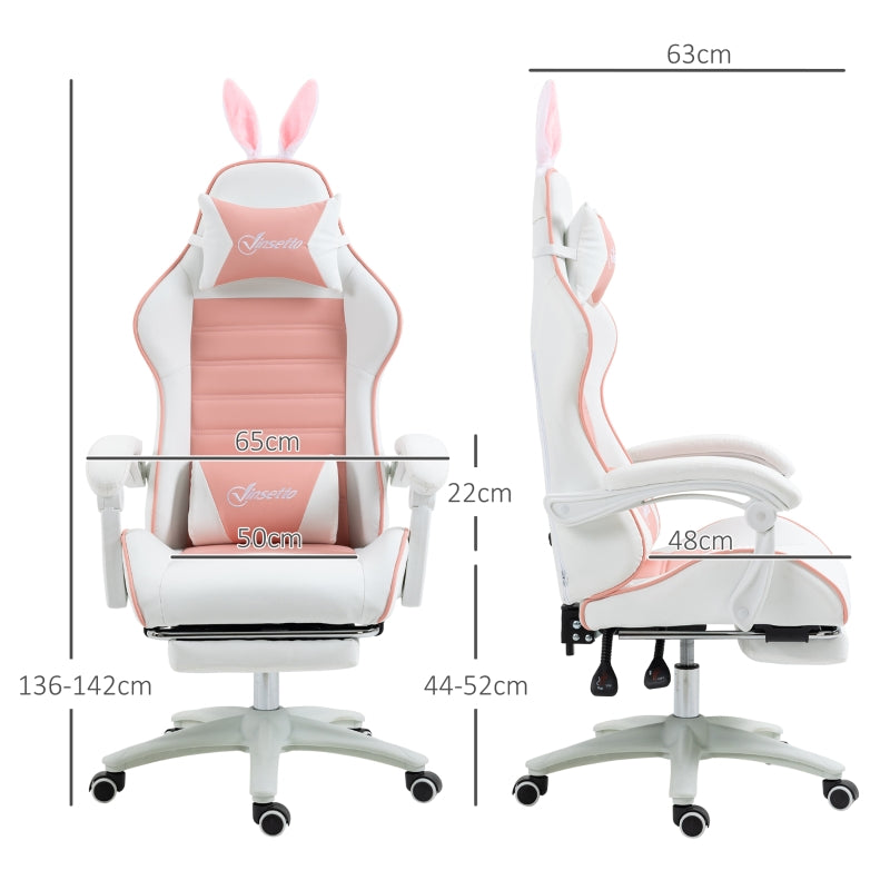 Vinsetto Gaming Chair Ergonomic with Rabbit Ears, Pink