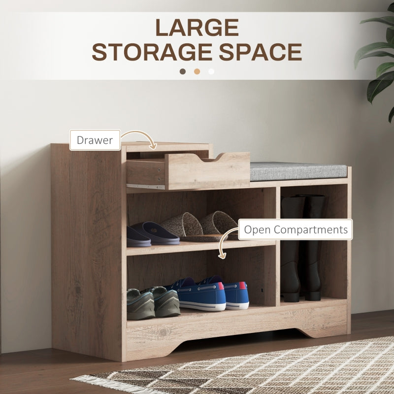 Multi-Compartment Shoe Bench with Seat, Grey