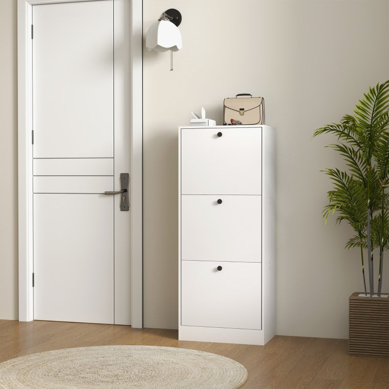 Shoe Cabinet with 3 Flaps, Adjustable Divider, 12 Pairs, White