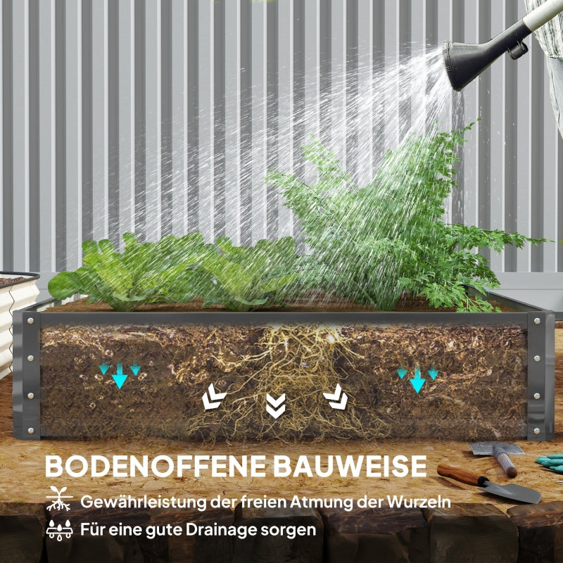 Raised Bed Planter, 120 x 120 x 30 cm, Light Gray Steel