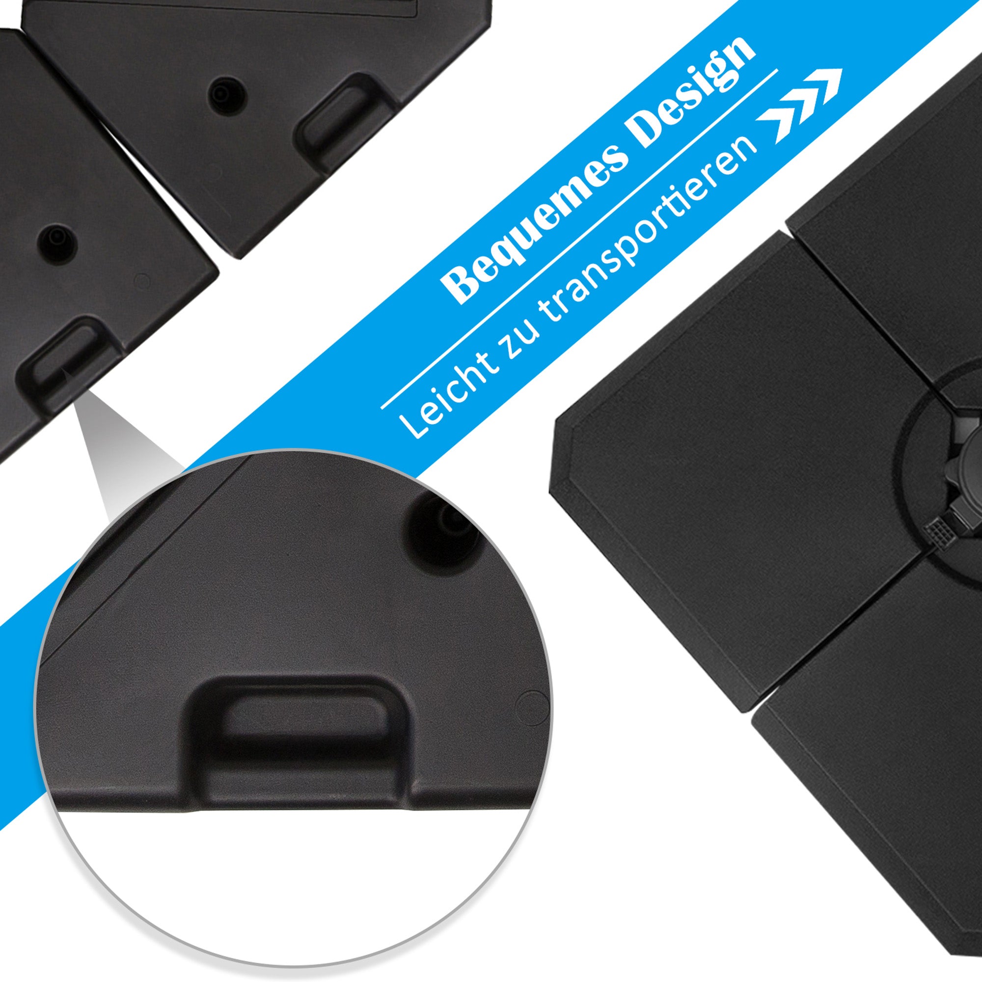 Umbrella Weight Stand, 4-Piece Fillable up to 120kg, HDPE Black