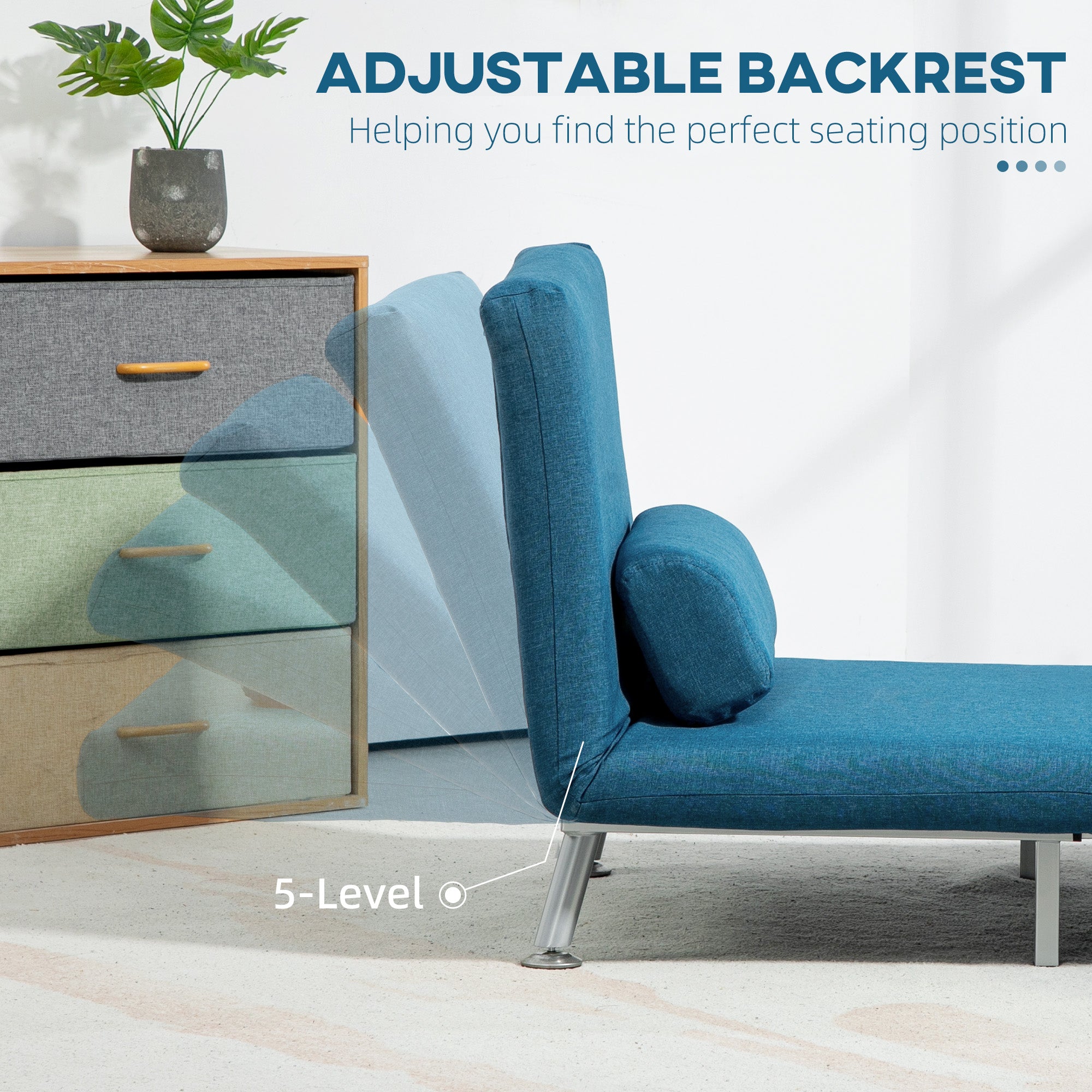 Single Sleeper Chair with Linen-Look, Blue