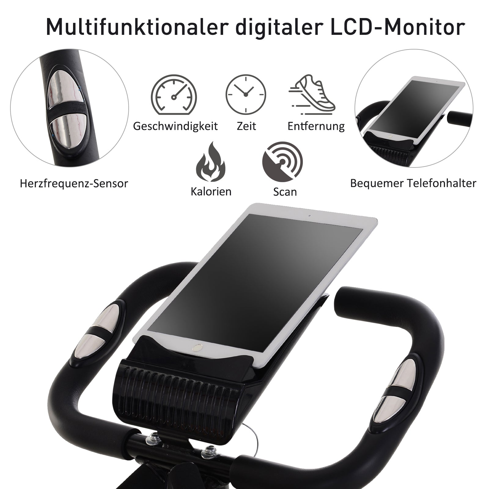 Exercise Bike, Foldable 8-Level Magnetic Resistance, Metal