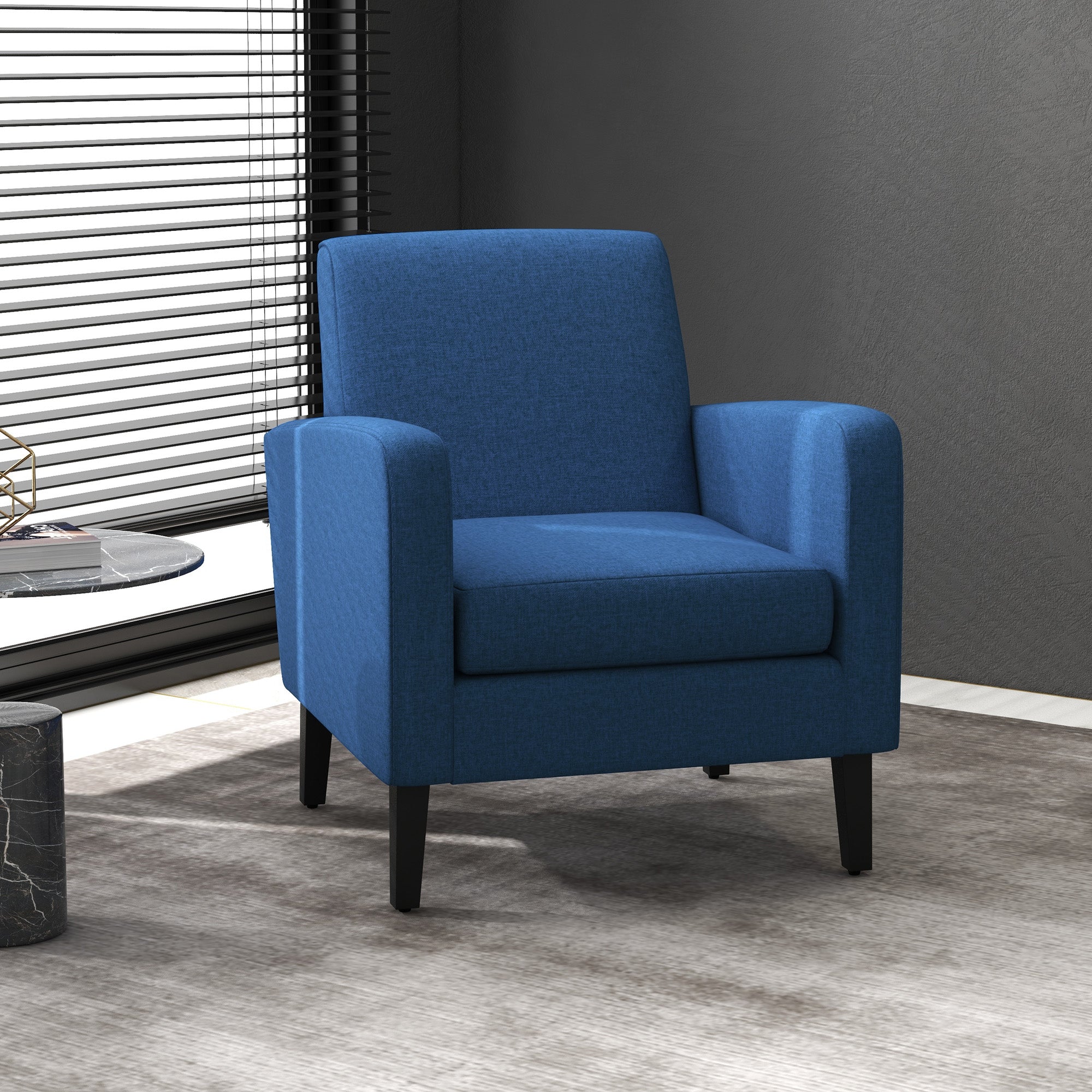 Boxy Armchair - Linen-Look, Blue