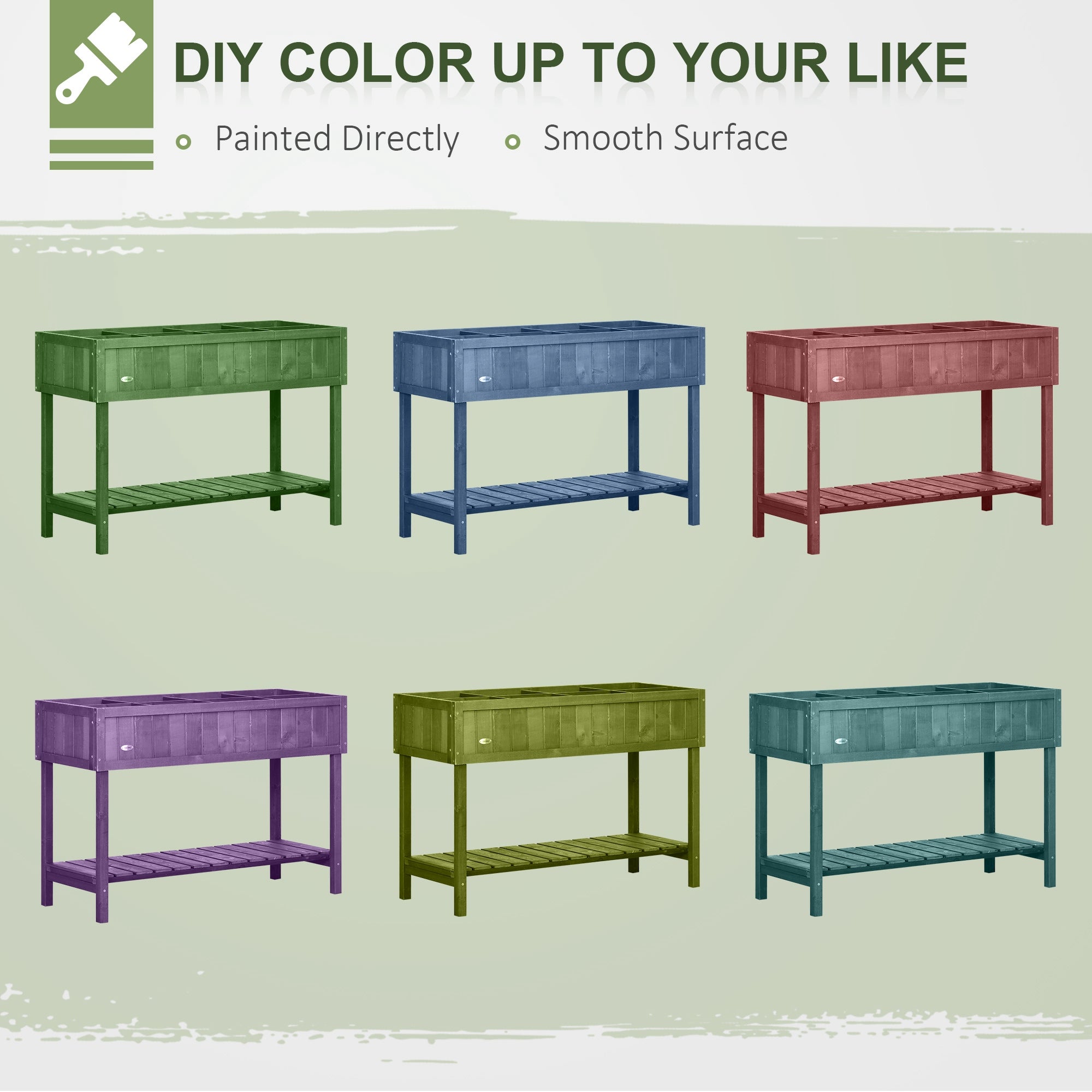 Wooden Herb Planter Raised Bed 8 Boxes 110L x 46W x 76Hcm, Brown Wood