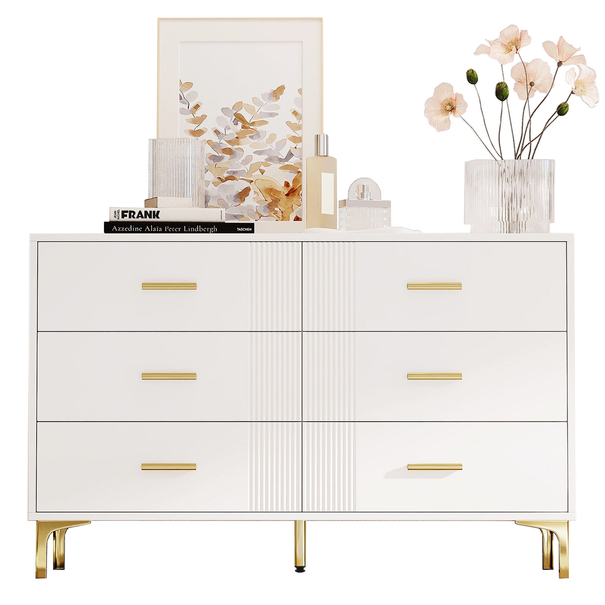 Chest of drawers 6 drawers for living room and bedroom, white