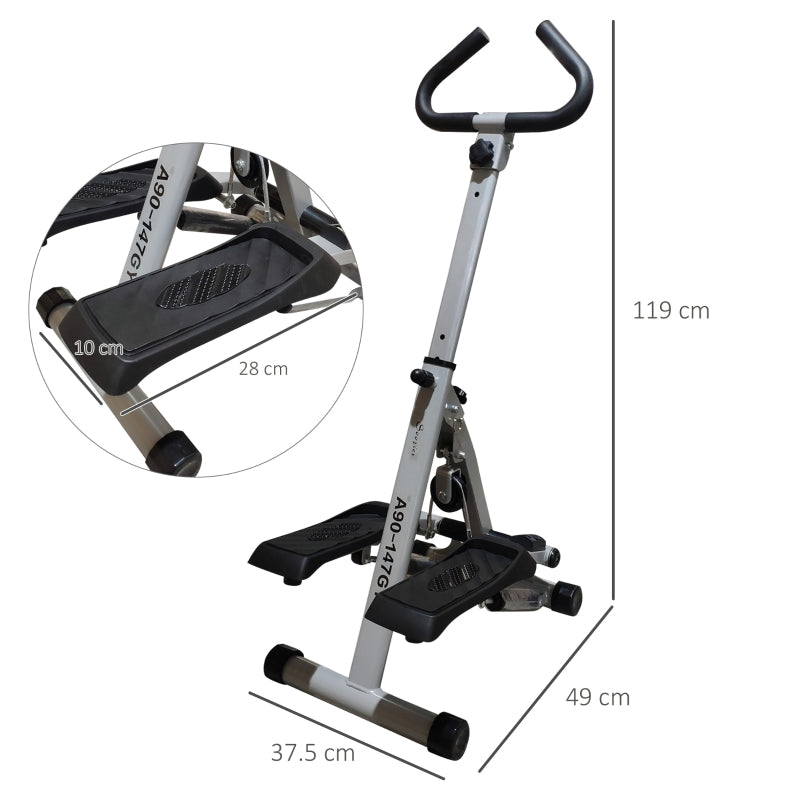 Stepper with Handle Hand Grip for Fitness Aerobic Exercise Grey