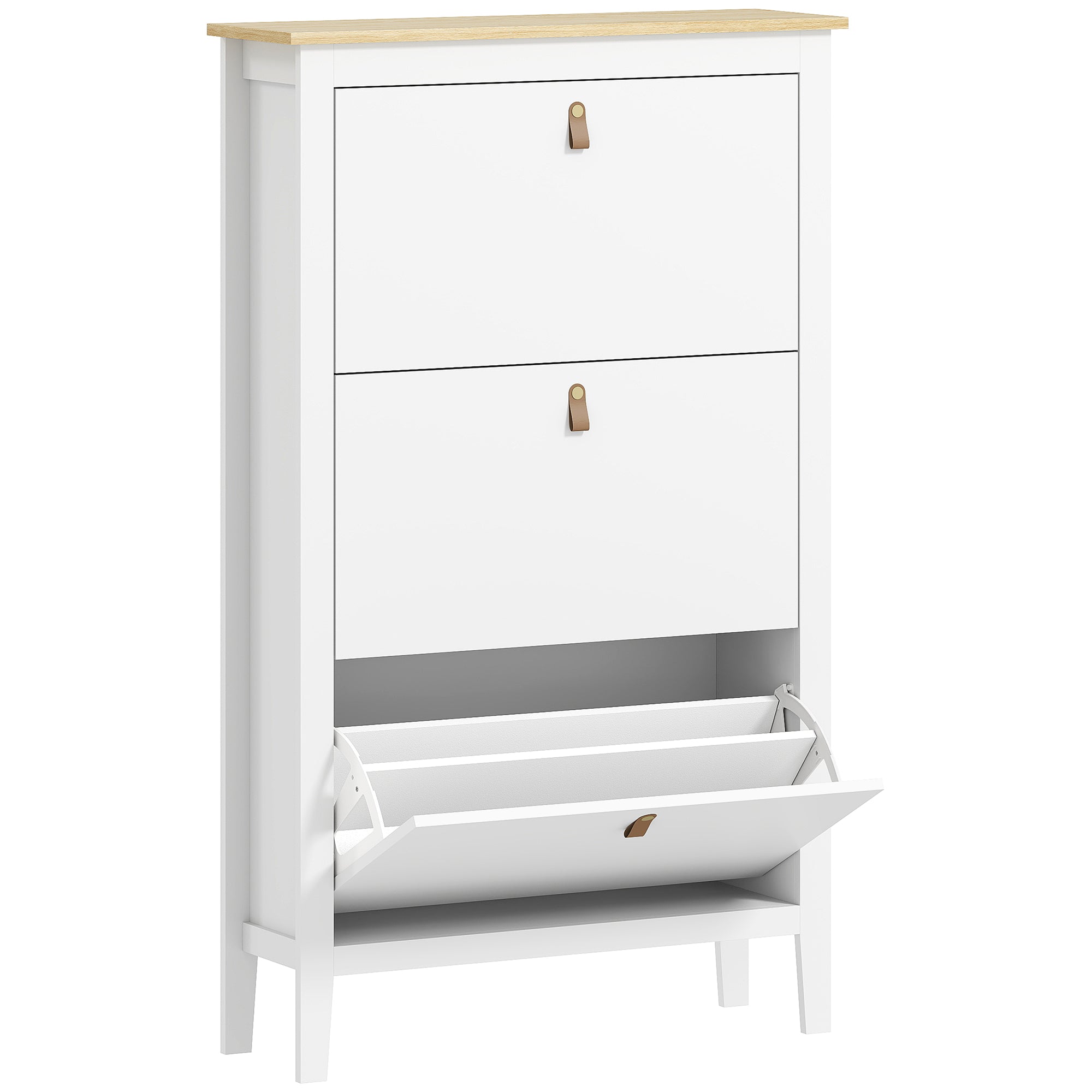 Modern Shoe Cabinet Three-Drawer White