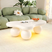 Cloud Coffee Table, LED Lighting 16 Colors Round Leg Design, White