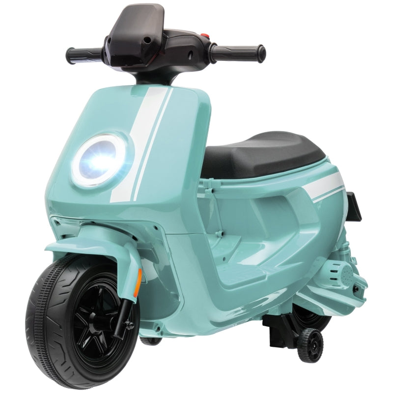 AIYAPLAY Electric Motorcycle for Kids, with Headlight Music and Training Wheels, Green