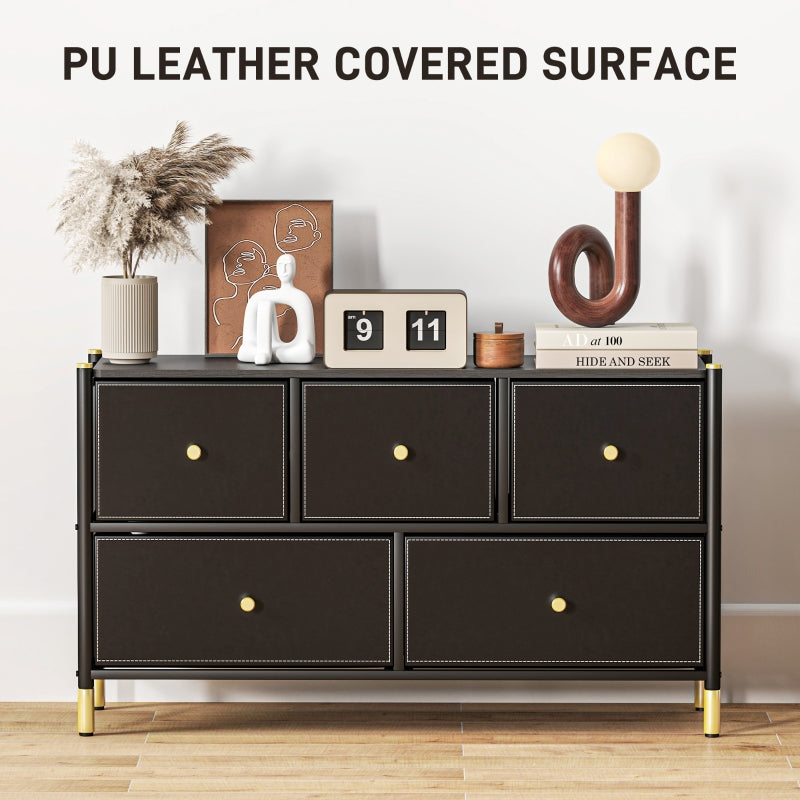 Chest of Drawers with Faux Leather Front, Black