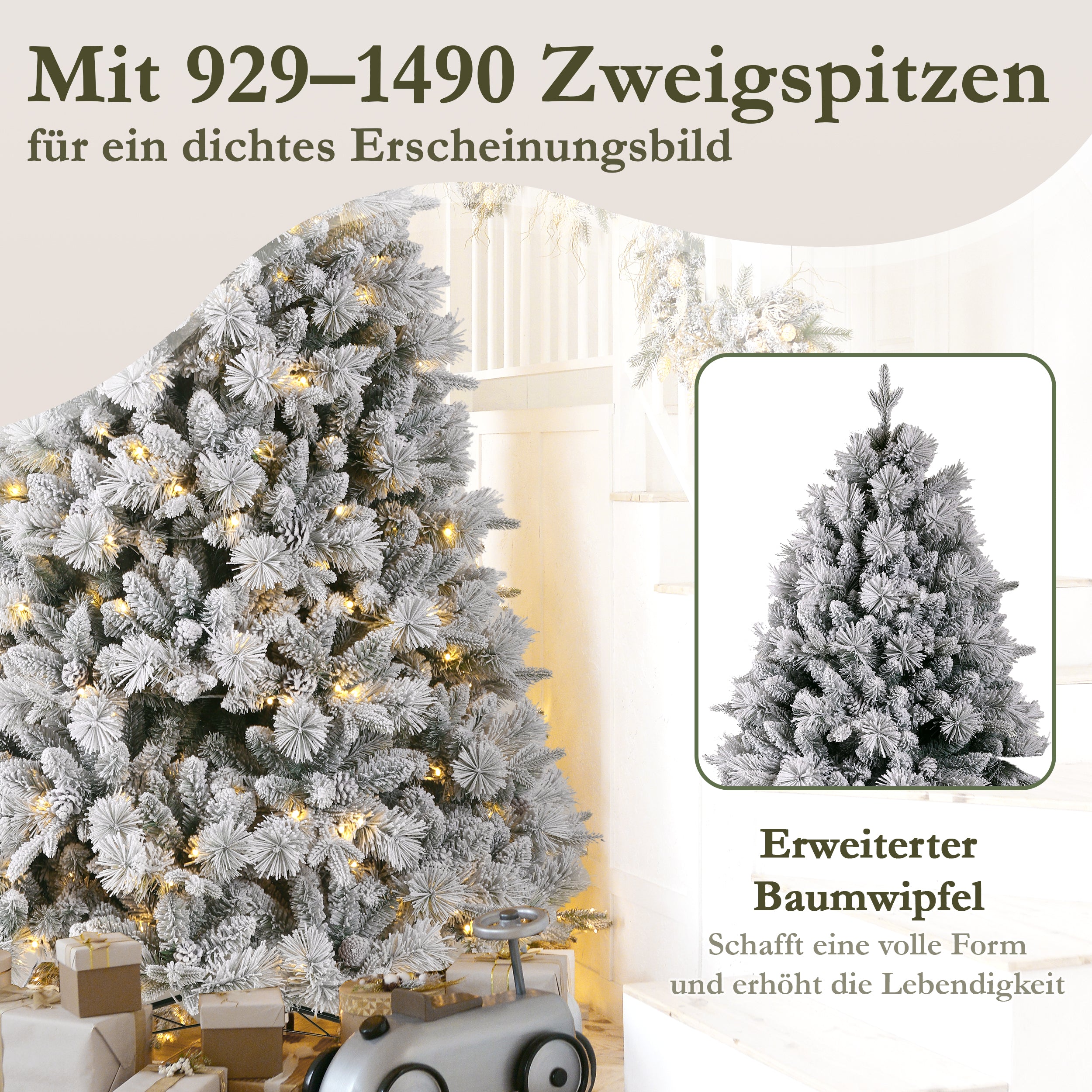 Artificial Christmas Tree, 180cm 1348 Tips 320 Warm White LEDs, PVC & PE
