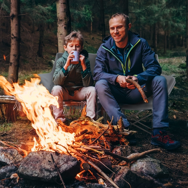 Folding Chair 2 Seater Camping with Armrests Side Pocket, Padded