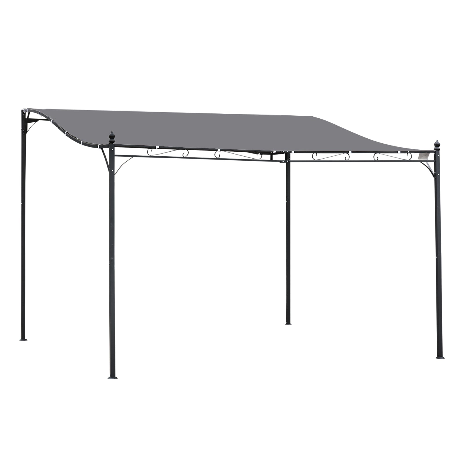 4 x 3 Meters Canopy Wall Gazebo Shelter Metal, Grey