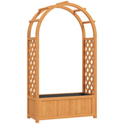 Wooden Raised Garden Bed with Trellis, Liner & Drainage for Climbing Plants, Brown Wood