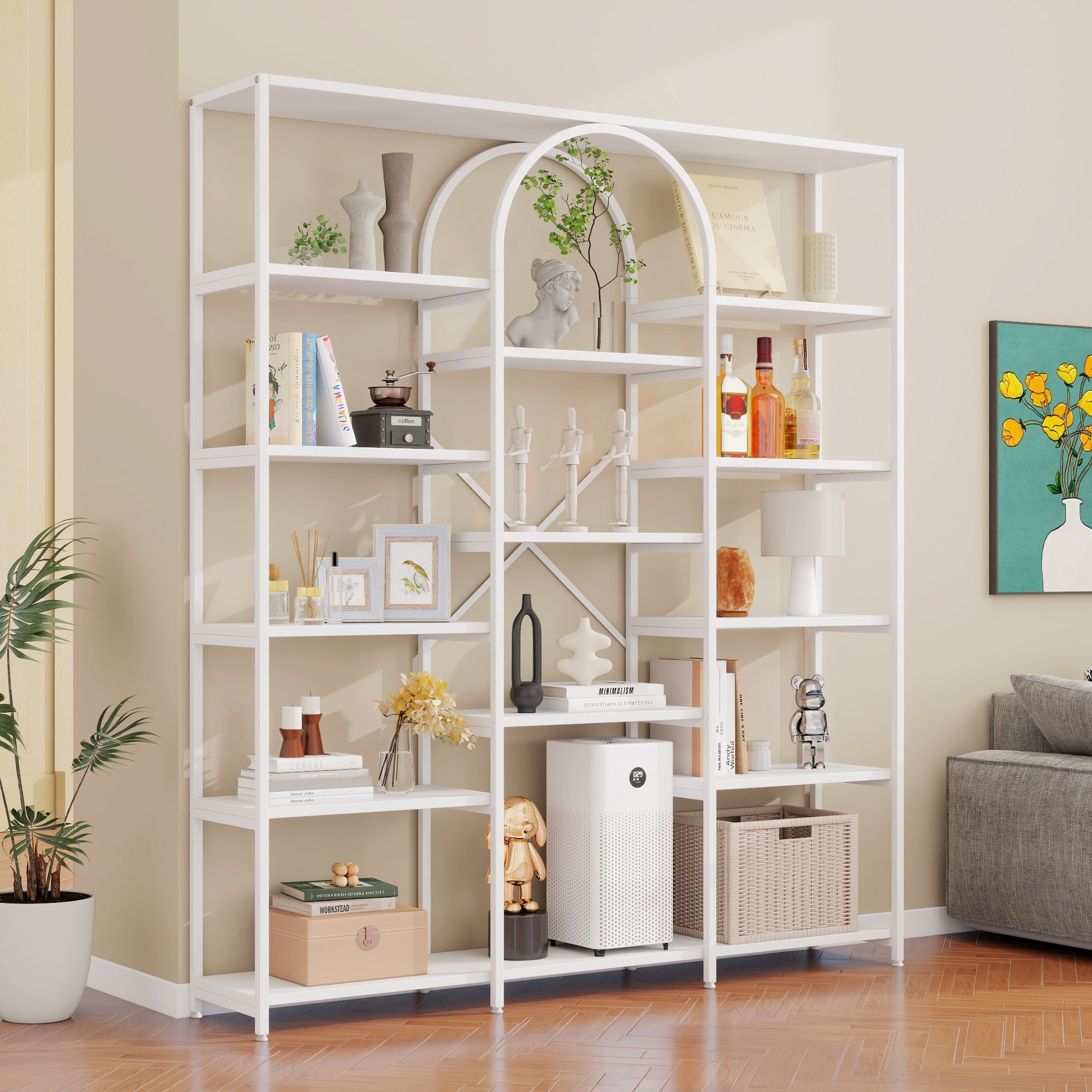 Shelf 160x30x180cm Minimalist Multiple Storage MDF/Steel White