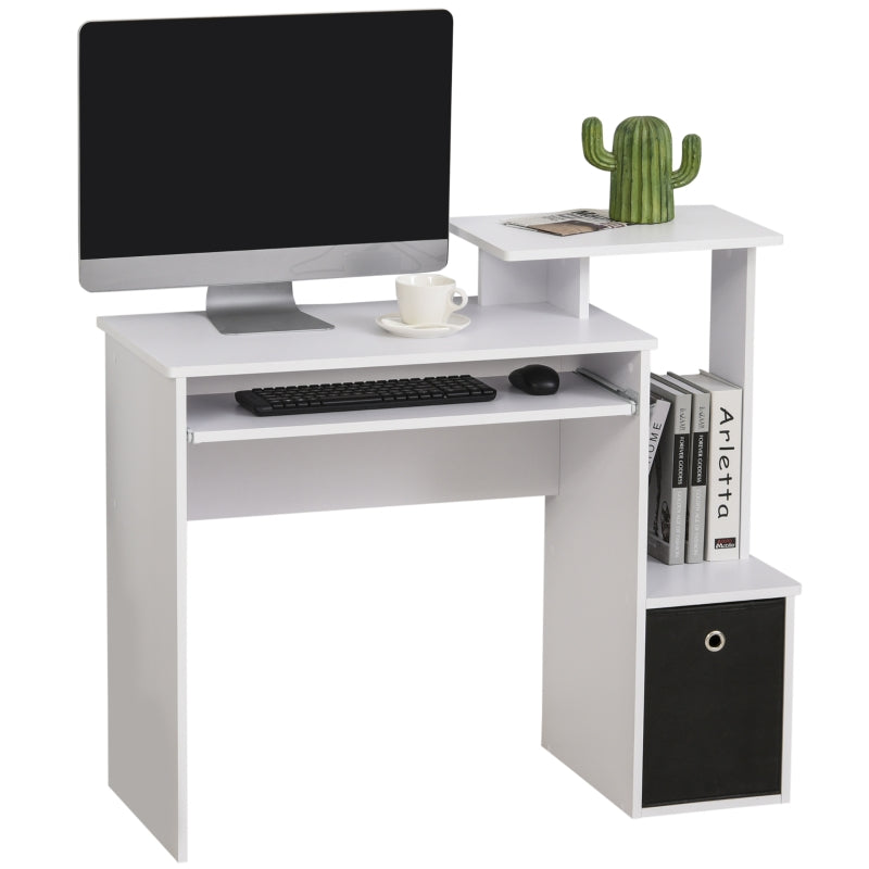 Computer Desk Sliding Keyboard Tray Storage Drawer Shelf Home Office Workstation White