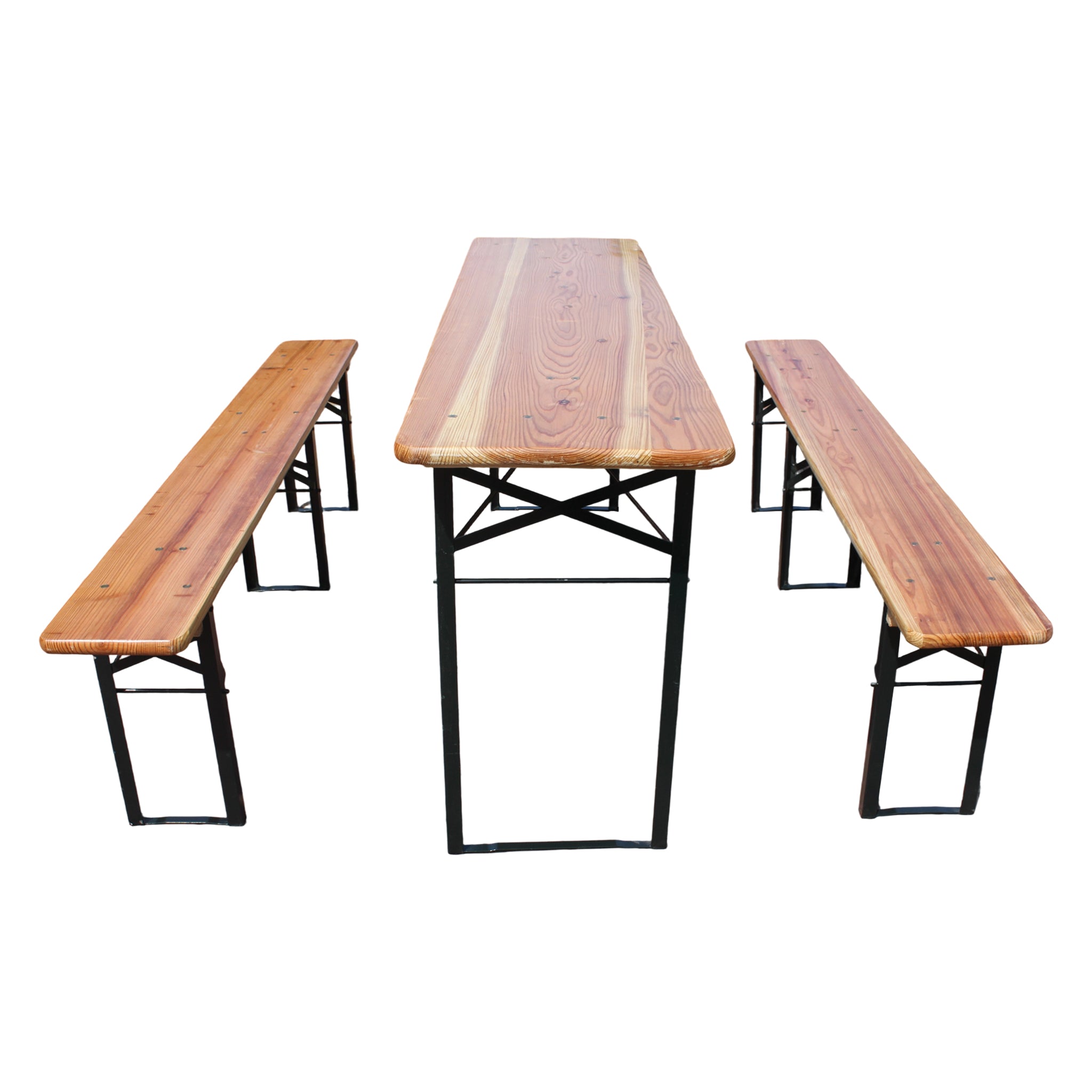 Foldable Beer Garden Set 175cm 3-Piece Table & Benches Solid Pine