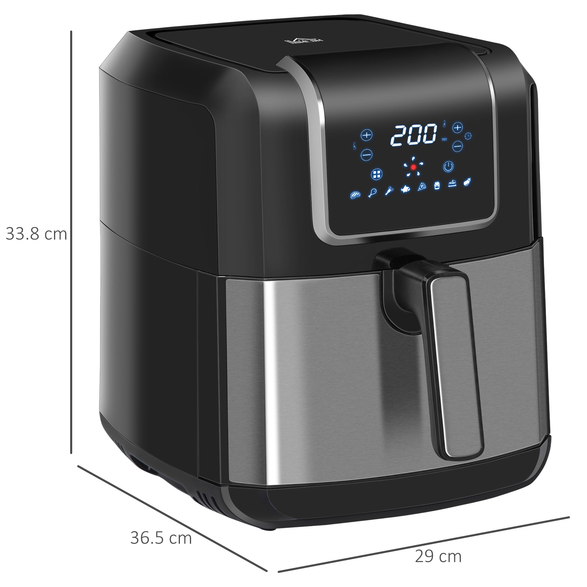 Air Fryer 6.5L 1700W, 8 Menus, LED Display, Non-Stick Basket for Oil-Free Cooking