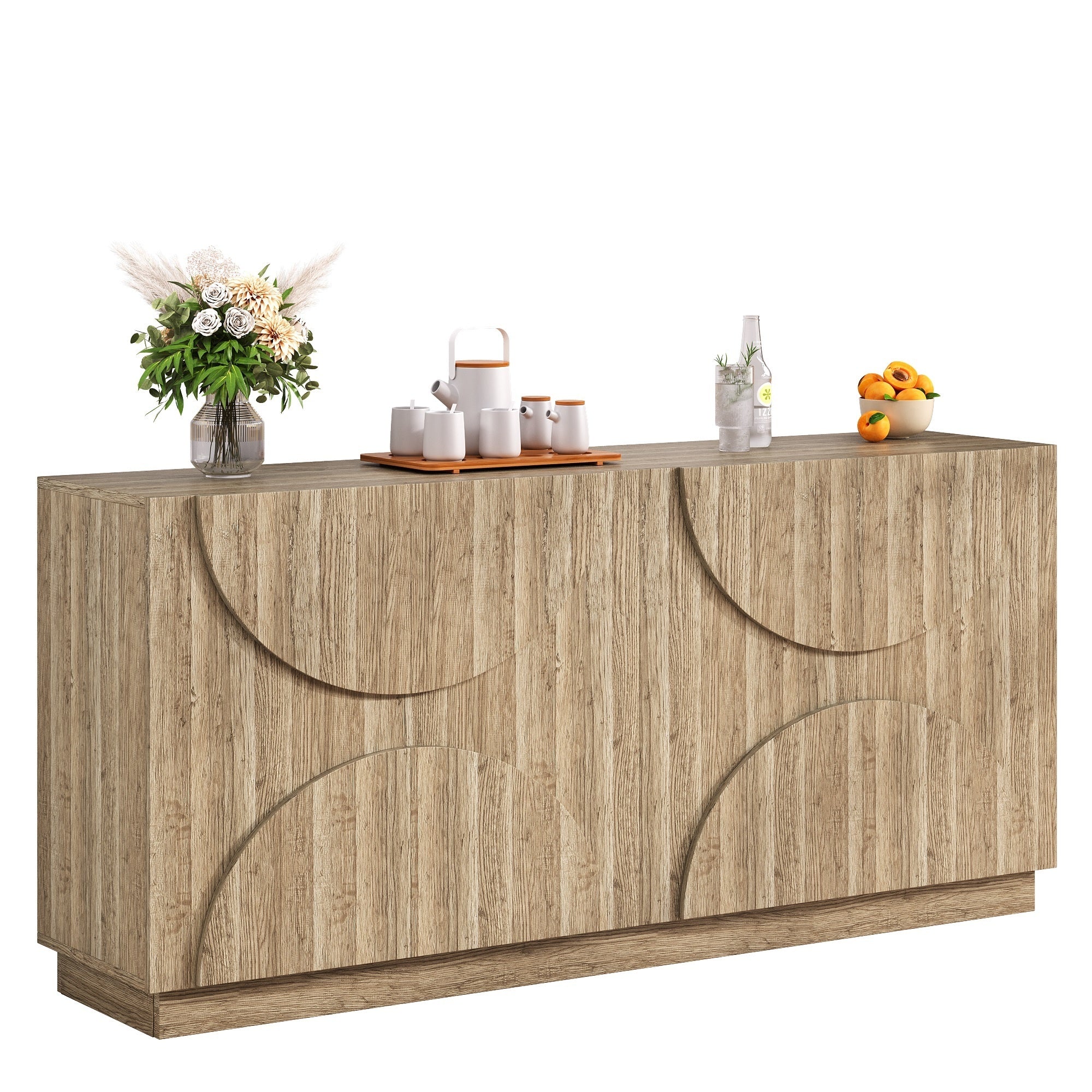 Sideboard with Shelves, Rebounder, Natural Wood