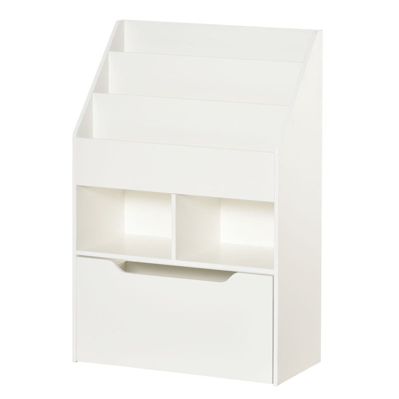 Children's Bookshelf with Drawer, 3 Shelves 2 Compartments, White