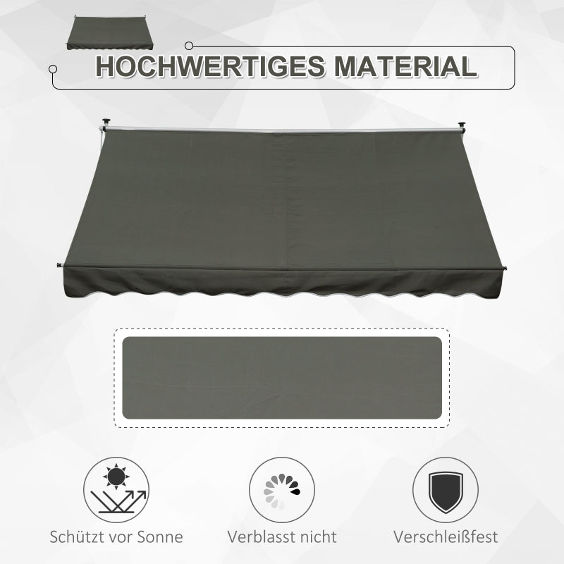 Freestanding Awning, 300 x 150cm, Hand Crank, Windproof, Aluminum, Gray