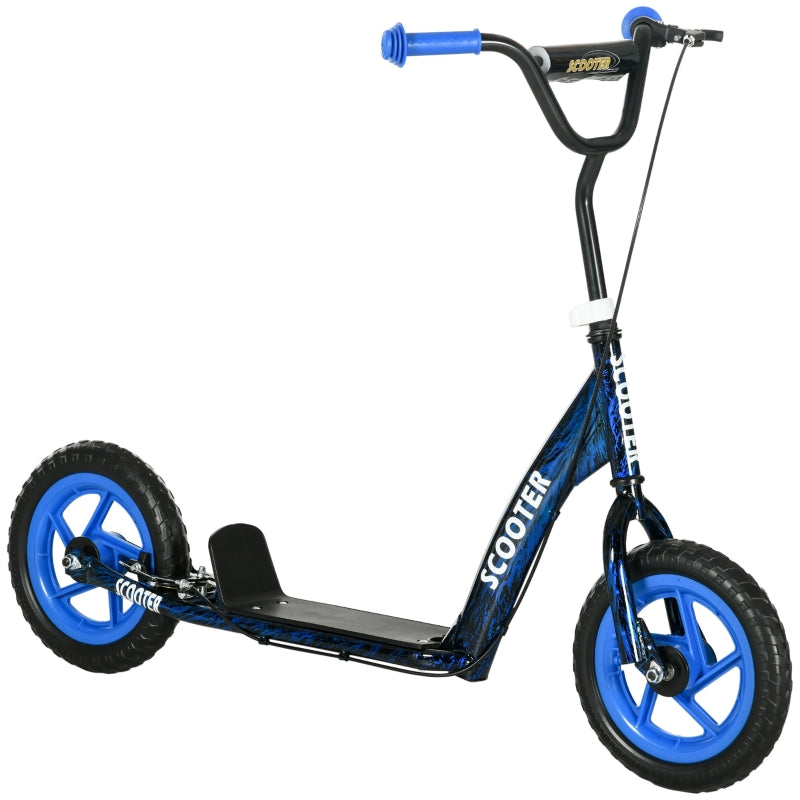 Children's Kick Scooter with Height-Adjustable Handlebar, Brake and Stand, Blue Steel