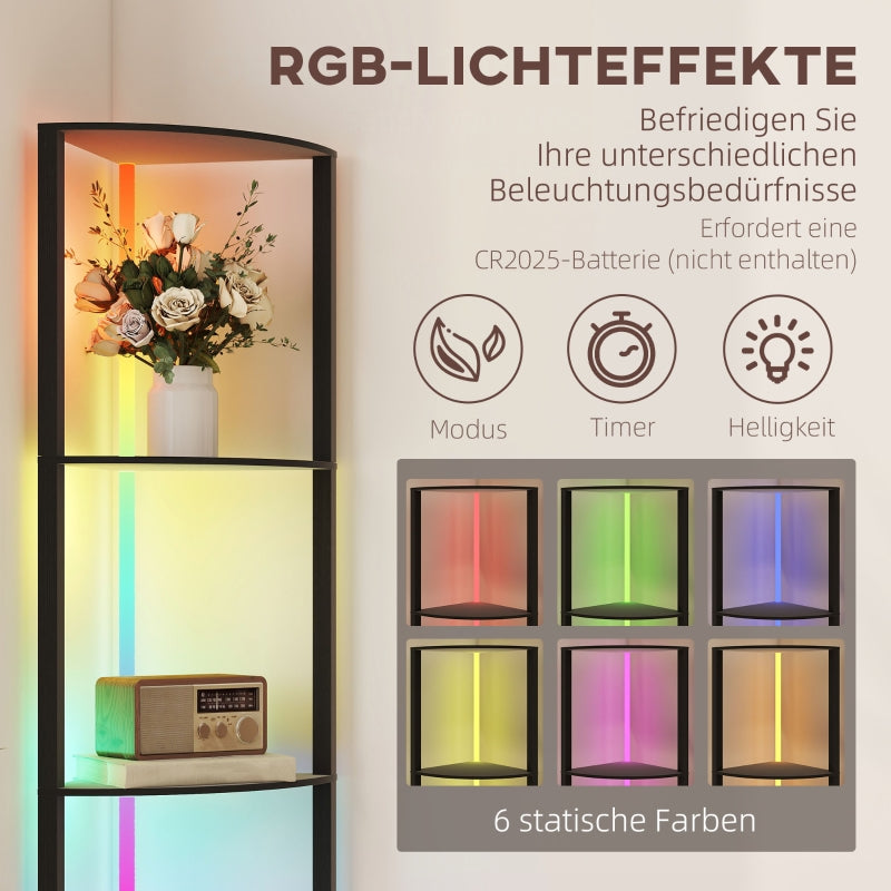 LED floor lamp 5-level dimmable with shelf RGB color change remote control