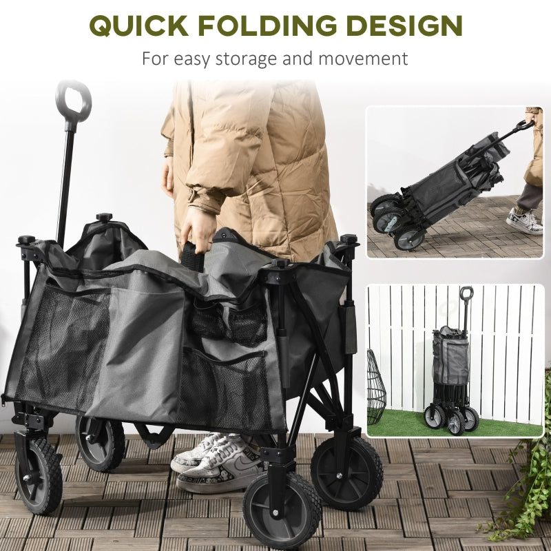 Garden Trolley, Folding Collapsible Utility Wagon, Dark Grey