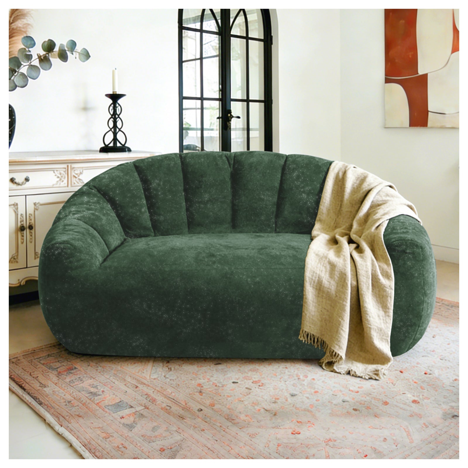 Sculptural Sofa Artfully Curved Wave-Form Backrest