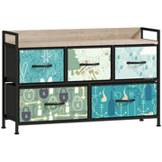 Chest of Drawers, 5-Drawer Storage Unit, Blue