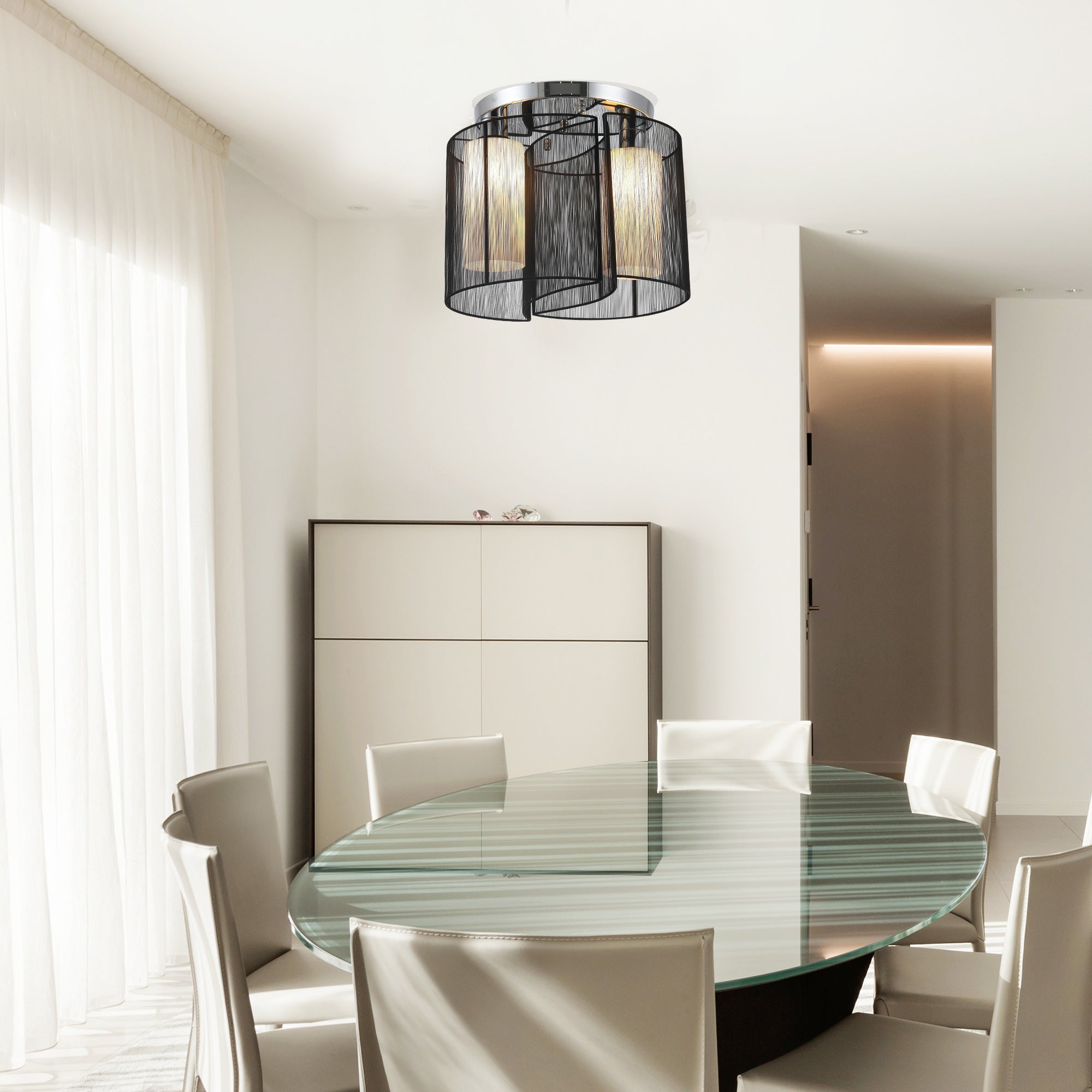 Ceiling Lamp Vintage 2-Light E27 Socket Black