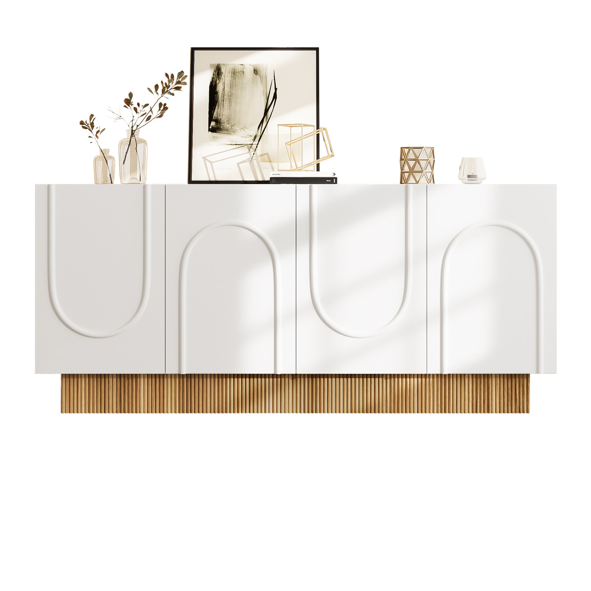 Modern Sideboard Cabinet | 4-Door Ample Storage U-Shaped | 160×75×38cm