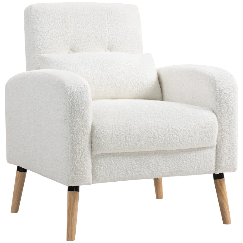 Lounge Chair, Lumbar Cushion Upholstered Armchair, White