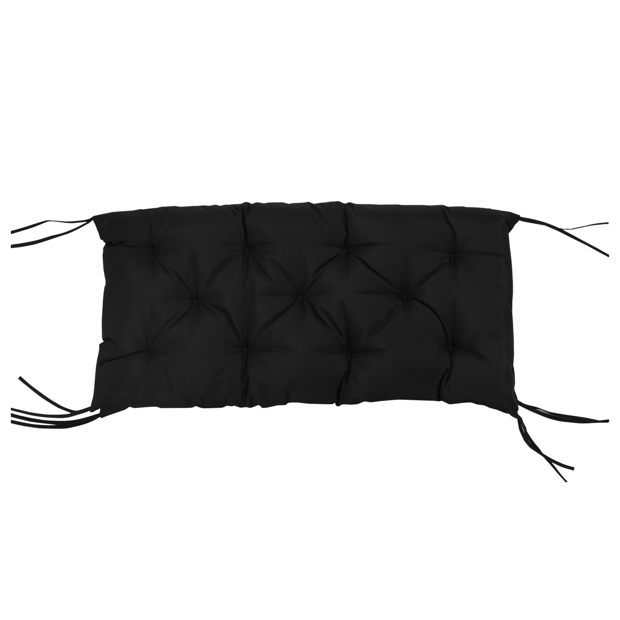 3-Seater Bench Cushion with Ties, Outdoor/Indoor, Black