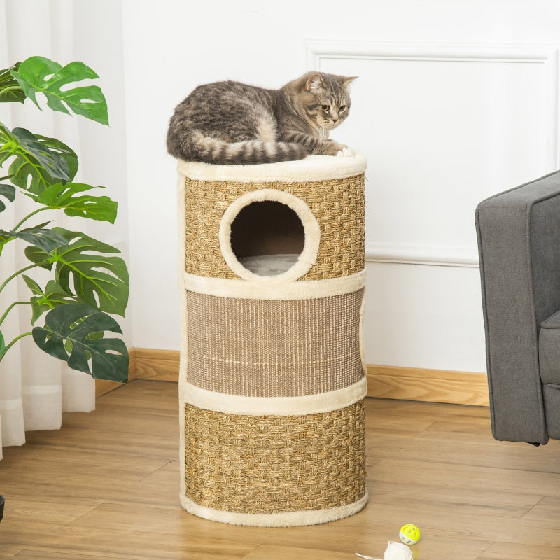 Cat Scratching Post Barrel 3 Levels Sisal Plush