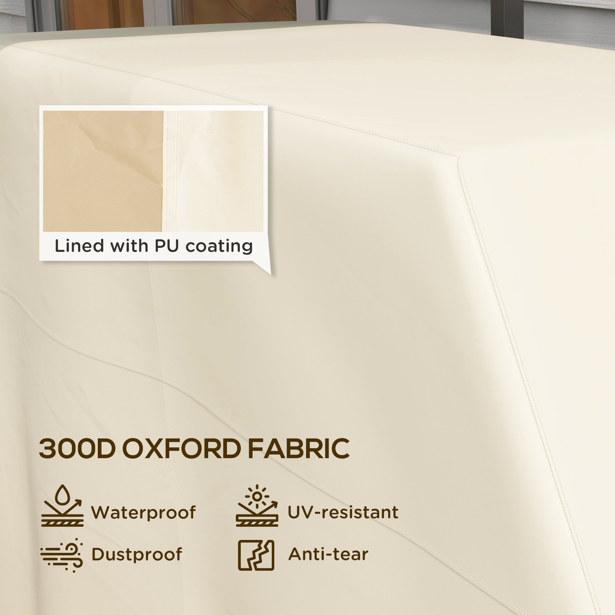 Protective Grill Cover, 71W x 188Lcm PU Coated, Beige