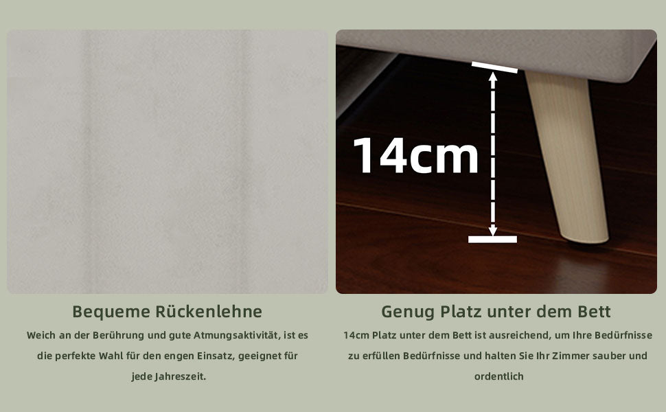 Modern Minimalist Bed Frame, 90x200 cm Low-Profile Base, Beige Dutch Velvet