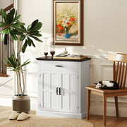 Farmhouse Sideboard, 3cm Thick Top 2 Barn Doors, White