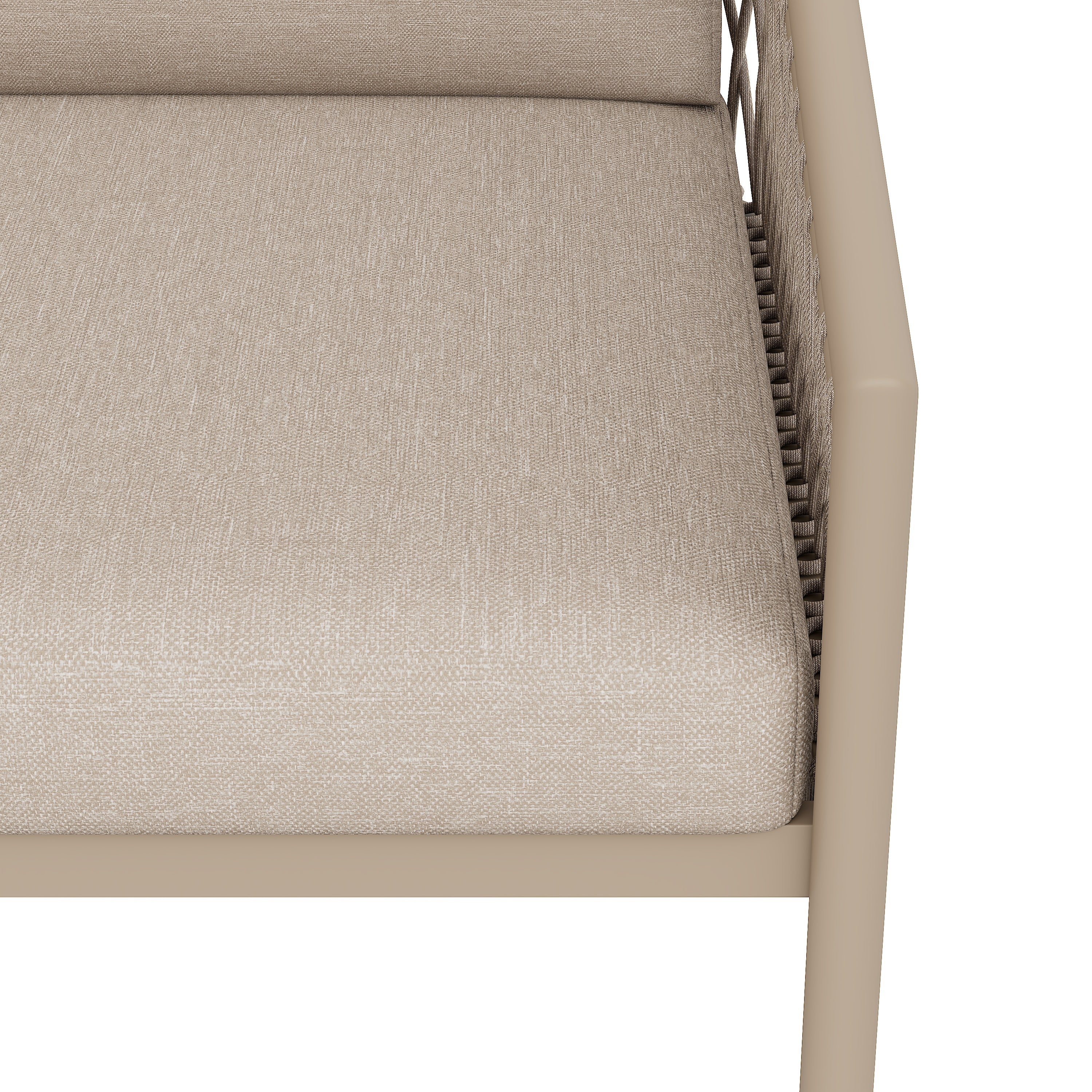 Garden Lounge Set Rope Outdoor Sofa with Cushions - Khaki