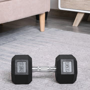 Dumbbell 17.5KG Single Hex Portable Hand Weight Rubber