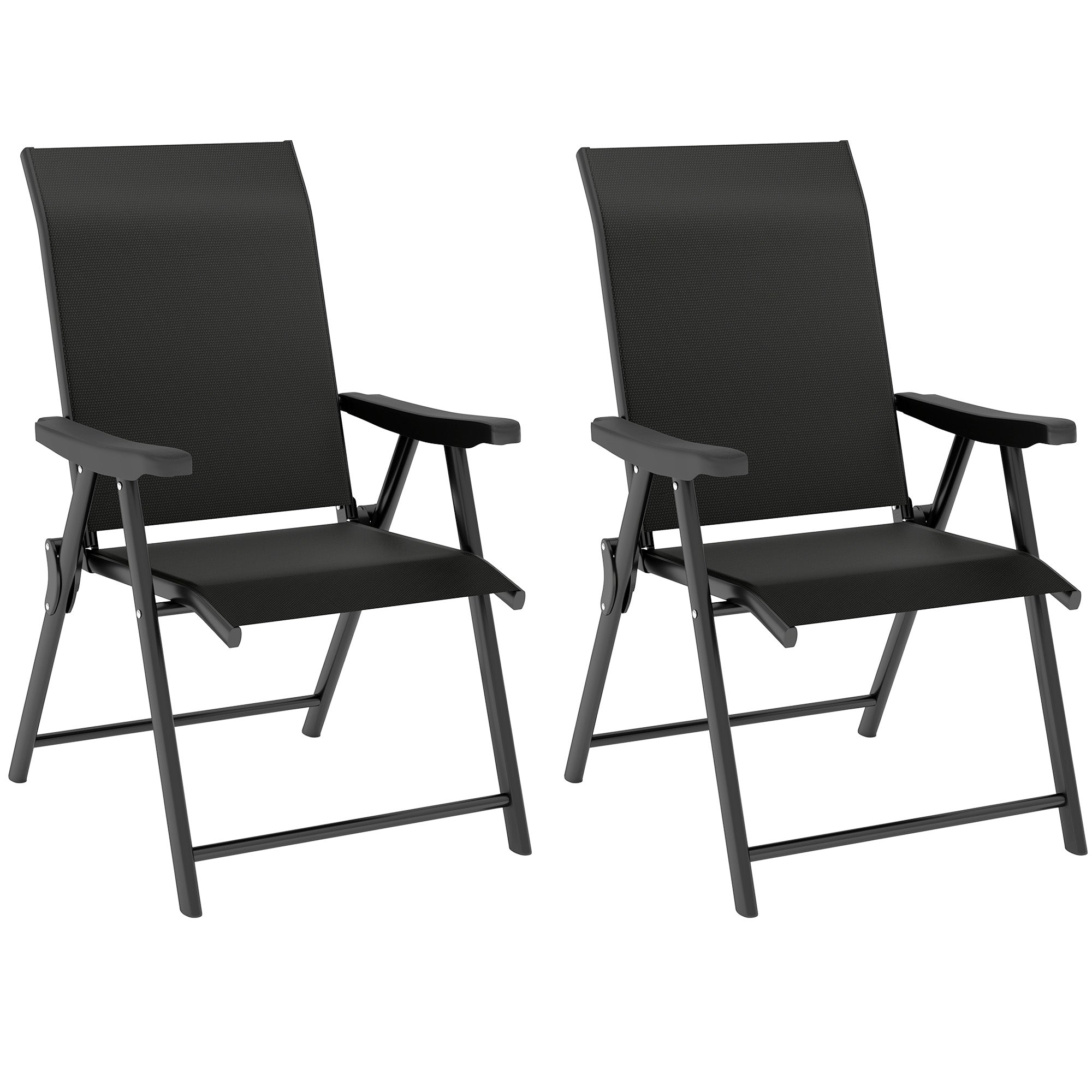 Set of Two Outdoor Folding Chairs - Black