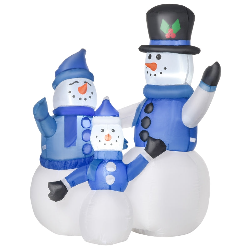 Inflatable Snowmen Family, 4ft Christmas LED Outdoor Decorations, Polyester