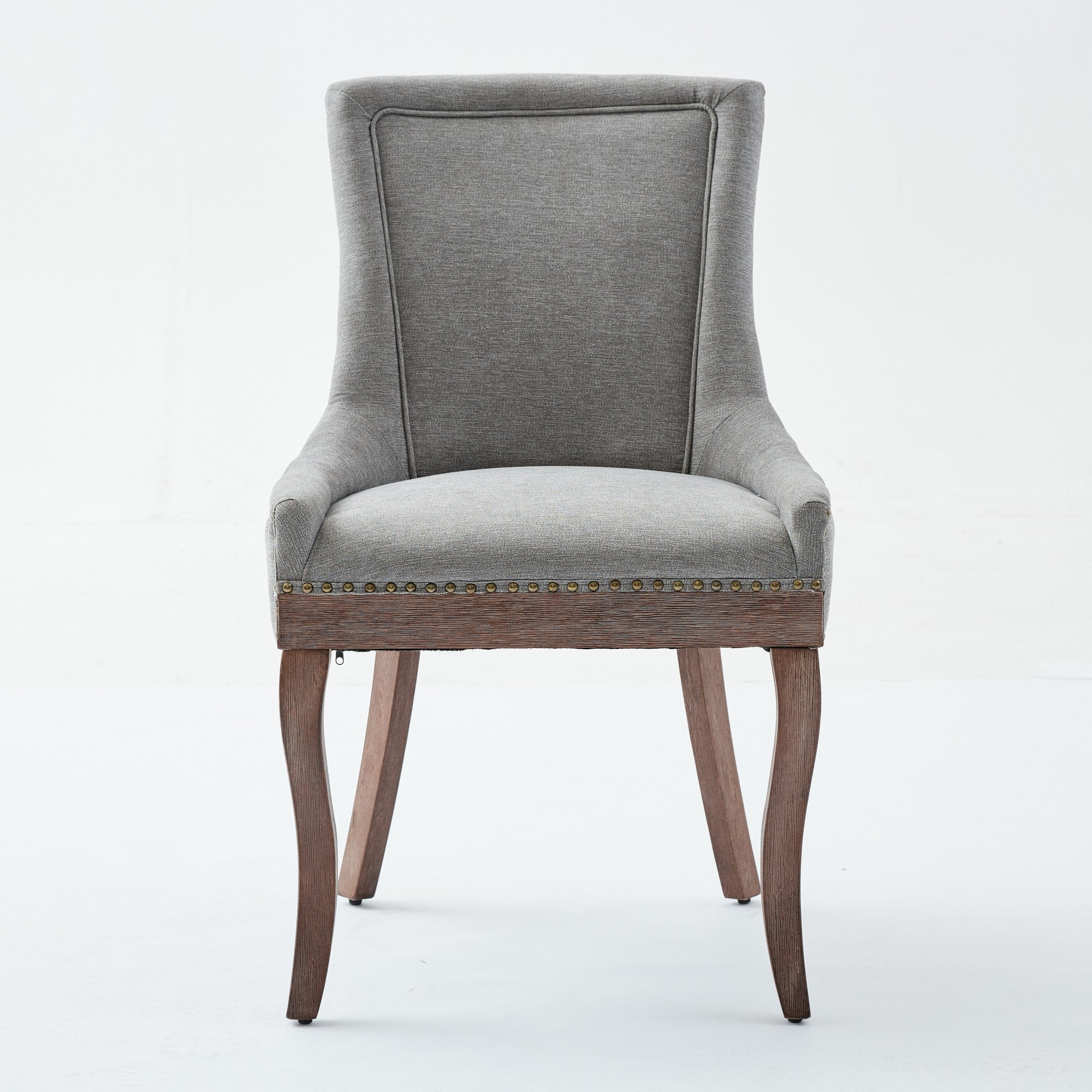 A&A Furniture Ultra Side Dining Chair with Thickened Fabric and Solid Wood Legs, Set of 2, Gray